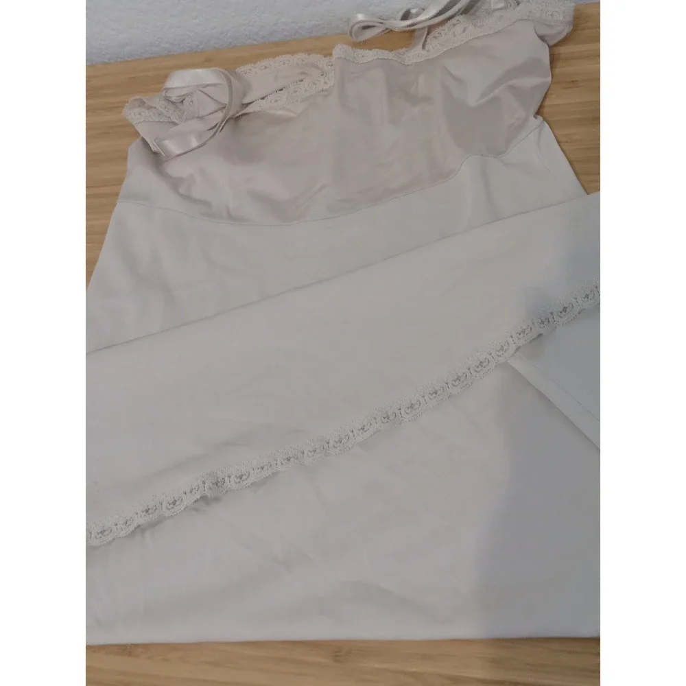Vintage Cream Lace Trim Full Slip Dress Adjustable Straps 25" from Bust Size 32 - Picture 4 of 6
